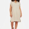 Trendyol Curve Cream Shirt Collar Slit Woven Plus Size Dress