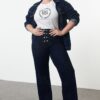 Trendyol Curve Dark Blue Buttoned Wide Leg Plus Size Jeans