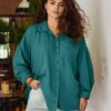 Trendyol Curve Dark Green Boyfriend Woven Shirt
