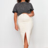 Trendyol Curve Ecru Front Slit Detailed Midi Denim Skirt