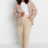 Trendyol Curve Ecru Heart Patterned Knitwear Cardigan