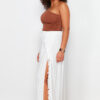 Trendyol Curve Ecru Maxi Length Woven Tassel Slit Detailed Beach Wear Skirt