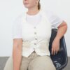 Trendyol Curve Ecru Pocket Plus Size Denim Vest