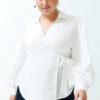 Trendyol Curve Ecru Polo Neck Double Breasted Closure Woven Blouse