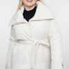 Trendyol Curve Ecru Regular Fit Wide Collar Waist Tie Detailed Coat
