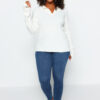 Trendyol Curve Ecru Sleeve End Detailed Polo Neck kötöttáru pulóver