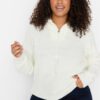 Trendyol Curve Ecru Stand-Up Collar Zippered Knitwear Sweater
