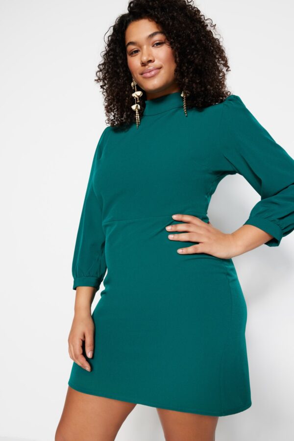 Trendyol Curve Emerald Green A-line mini szőtt ruha
