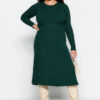 Trendyol Curve Emerald Green Crew nyakú midi kötöttáru ruha