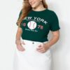 Trendyol Curve Emerald Green Printed Ribbed Knitted Blouse