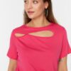 Trendyol Curve Fuchsia Cut-Out Detailed Knitted Blouse