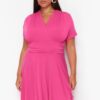 Trendyol Curve Fuchsia Double Breasted Mini Knitted Dress