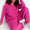 Trendyol Curve Fuchsia Ribbed Crew Neck Knitwear Sweater Trousers Set