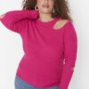 Trendyol Curve Fuchsia kivágta a részletesen kidolgozott Crewneck vékony kötöttáru pulóvert