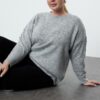 Trendyol Curve Gray Crew Neck Stone Knitwear Sweater