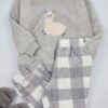 Trendyol Curve Gray Wellsoft Llama Patterned Knitted Pajama Set