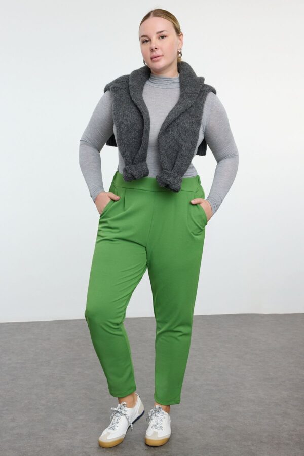 Trendyol Curve Green Carrot Fit Knitted Plus Size Trousers