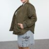 Trendyol Curve Green Loose Fit Patterned Quilted Bomber Coat