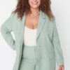 Trendyol Curve Green Oversize/Wide Cut Blazer Woven Plus Size Fabric Jacket