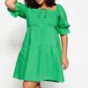 Trendyol Curve Green Woven Tie Detailed Dress
