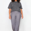 Trendyol Curve Grey High Waist Wide Leg/Wide Leg Woven Fabric Trousers
