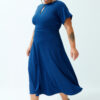 Trendyol Curve Indigo Double Breasted Drop Detail Midi Knitted Dress