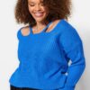 Trendyol Curve Indigo Front Window/Cut Out Detailed Knitwear Sweater
