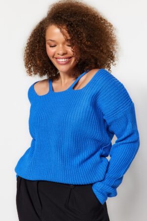 Trendyol Curve Indigo Front Window/Cut Out Detailed Knitwear Sweater