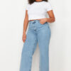 Trendyol Curve Light Blue High Waist Wide Cut Jeans
