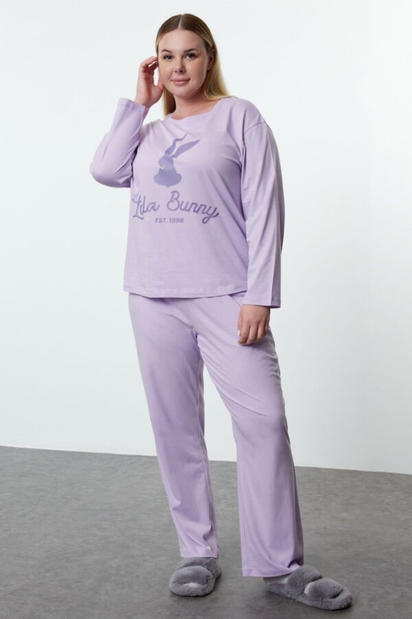 Trendyol Curve Lila Lola Bunny Licensed Knitted Pajama Set