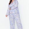 Trendyol Curve Lilac Rabbit Printed Woven Pajama Set