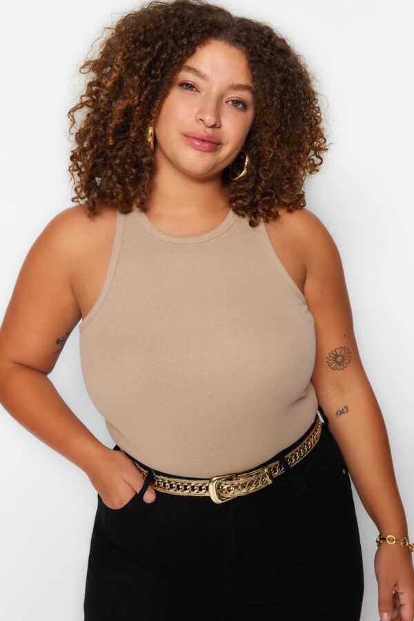 Trendyol Curve Mink Barbell Collar Basic Knitted Undershirt