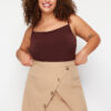 Trendyol Curve Mink Double Breasted Button Detailed Woven Skirt
