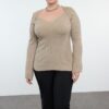 Trendyol Curve Mink Wide Collar Ribbed Knitwear Sweater