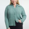Trendyol Curve Mint Knitwear Plus Size Cardigan