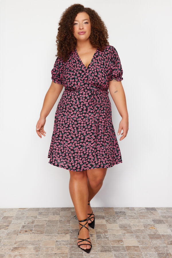 Trendyol Curve Multicolored A-Line/Bell-Floral Woven Dress