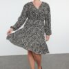 Trendyol Curve Multicolored Leopard Print A-line Mini Knitted Dress Plus Size Dress