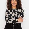 Trendyol Curve Multicolored Patterned Bodycone/Fits Body Ribbed Knit Plus Size Blouse