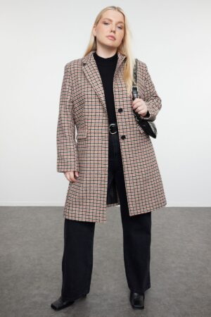 Trendyol Curve Multicolored Regular Fit Goose Feet Patterned Coat