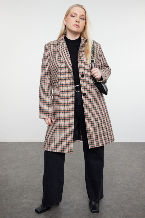 Trendyol Curve Multicolored Regular Fit Goose Feet Patterned Coat