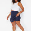 Trendyol Curve Navy Blue 2 Layer Knitted Sports Shorts Skirt