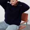 Trendyol Curve Navy Blue Crew Neck Soft Textured Knitwear Sweater