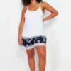 Trendyol Curve Navy Blue Floral Strappy Lace Detailed Knitted Pajamas Set