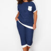 Trendyol Curve Navy Blue Knitted Plus Size Two Piece Set