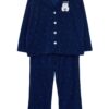 Trendyol Curve Navy Blue Polka Dot Shirt Collar Knitted Pajama Set