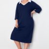Trendyol Curve Navy Blue Polo Neck Midi Knitted Dress