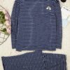 Trendyol Curve Navy Blue Striped Crew Neck Knitted Pajamas Set