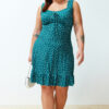 Trendyol Curve Oil Polka Dot Patterned Bow Collar Flounce A-Line Mini Summer Knitted Dress