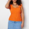 Trendyol Curve Orange Heart Neck Slim Knitwear Blouse