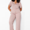 Trendyol Curve Pale Pink Lace Knitted Pajamas Set